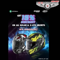 15% off on all Models of X Lite and Nolan Helmets