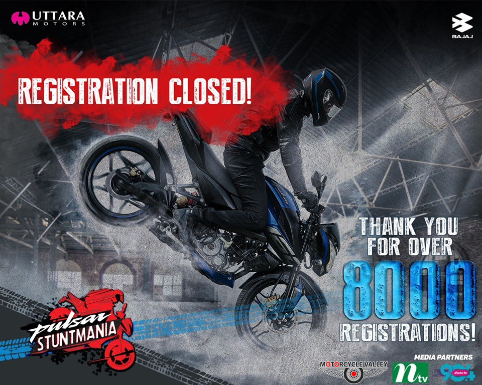 8000+ registrations for Pulsar StuntMania